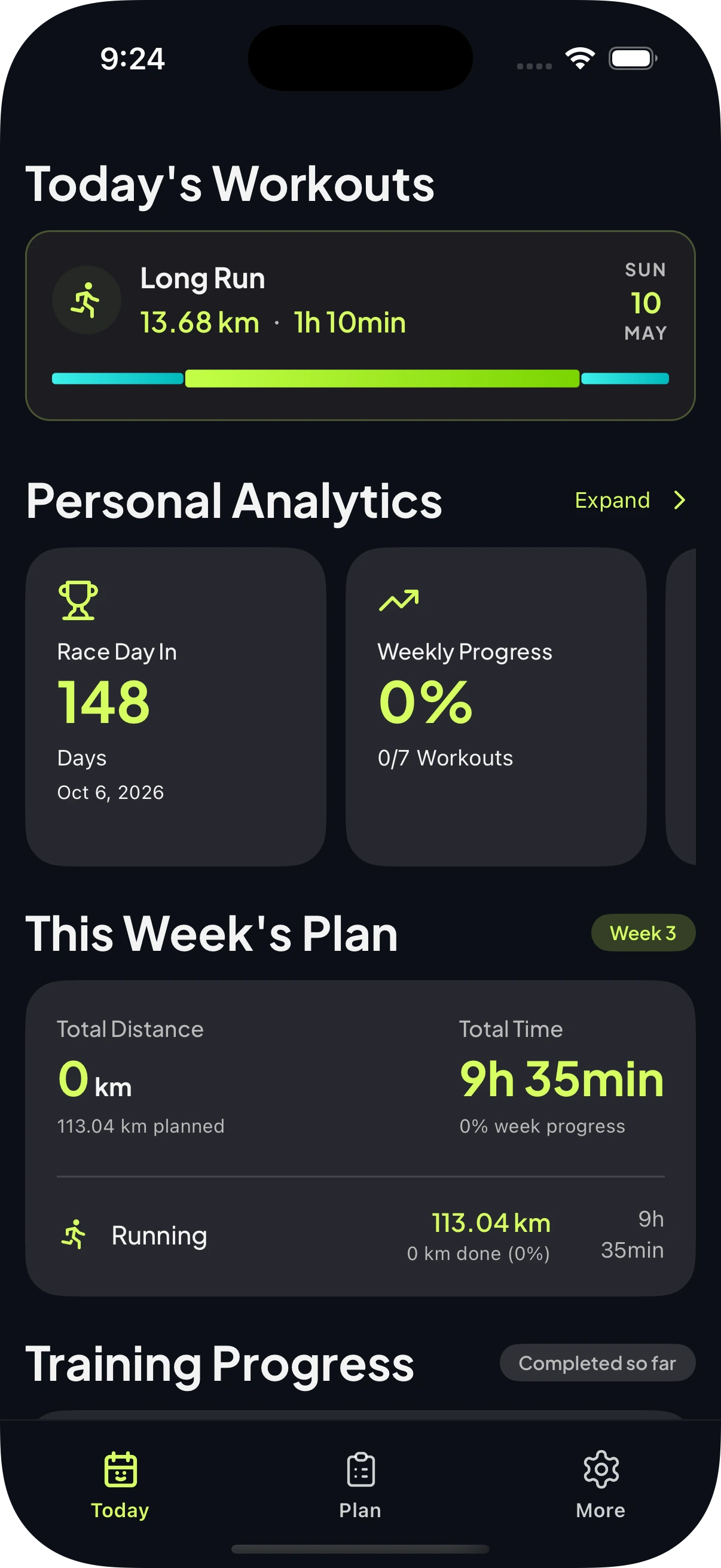 Gritup app: plan overview and training focus